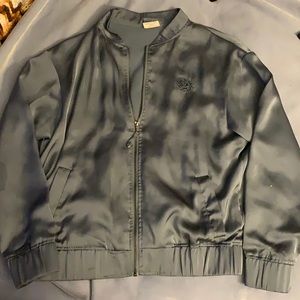 Empyre small blue silk bomber with pockets